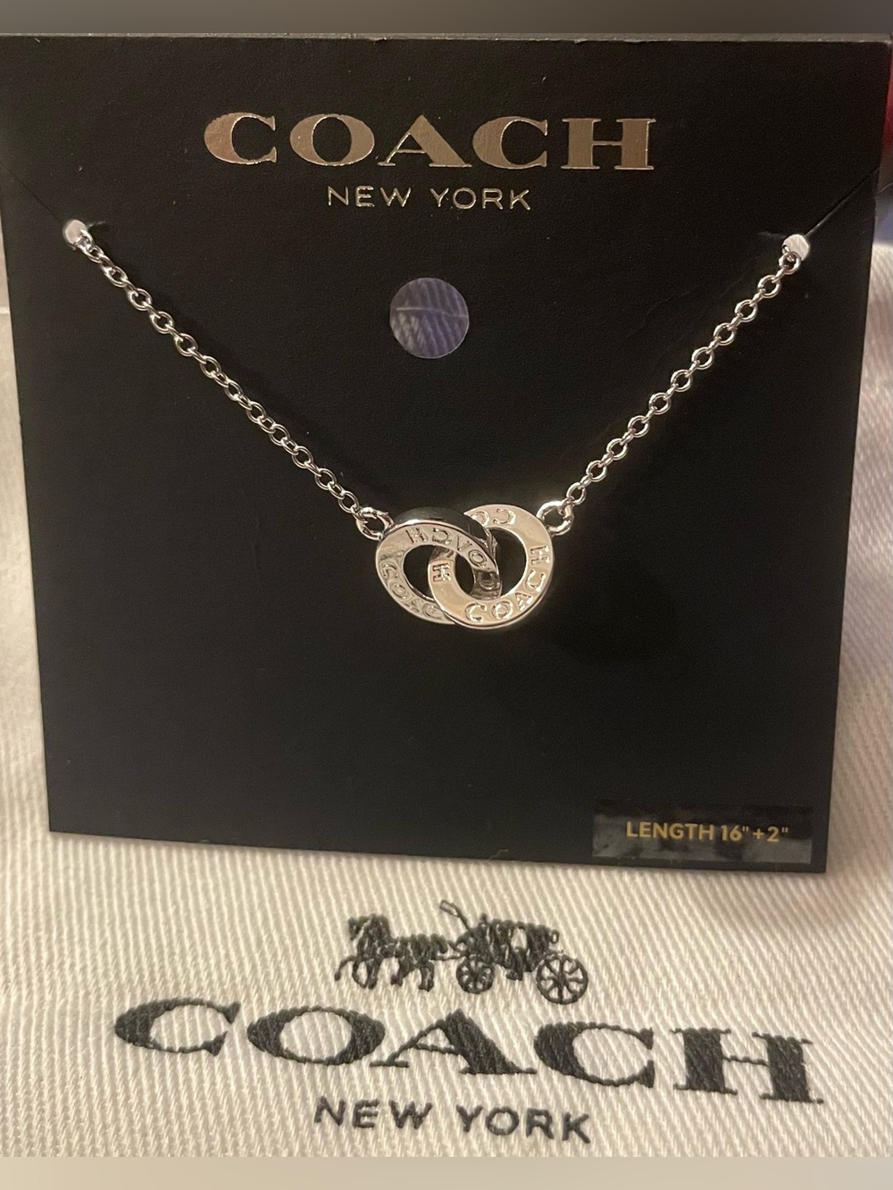 Coach Silver Interlocking Ring Necklace